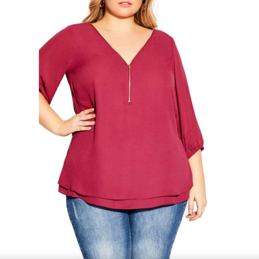 NWT City Chic Top Sexy Fling E/S Summer Punch M = 18 = 2X
